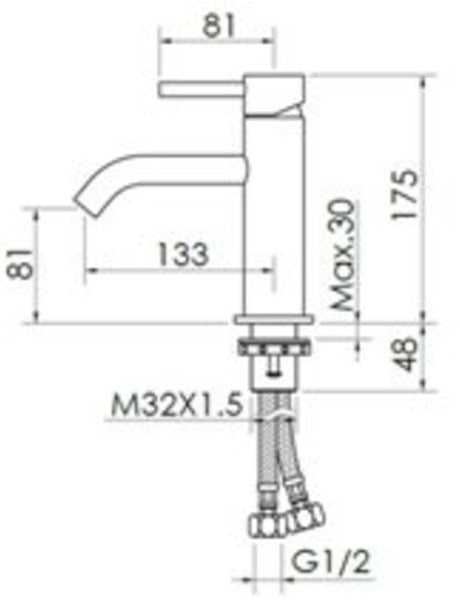 Armatur, Wasserhahn für Waschbecken, rundes Modell, Einhandmischer, Bad - Olotos-Obenlotos GmbH