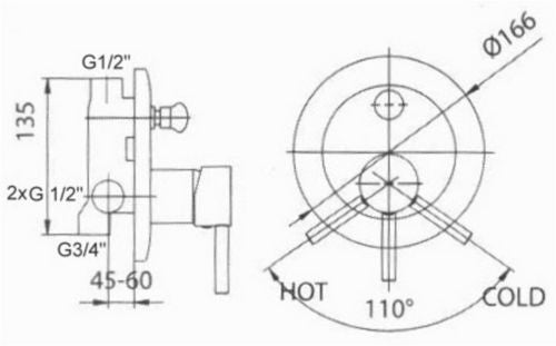 Bad Unterputz Armatur Design Einhebelmischer Rondo mit Umsteller, rund - Olotos-Obenlotos GmbH