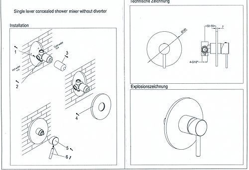 Bad Unterputz Armatur Design Einhebelmischer Rondo ohne Umsteller, rund KJ807 - Olotos-Obenlotos GmbH