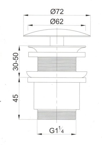 Design Ablaufventil mit Permanentablauf, ohne Überlauf, massiv Messing verchromt 6104 - Olotos-Obenlotos GmbH