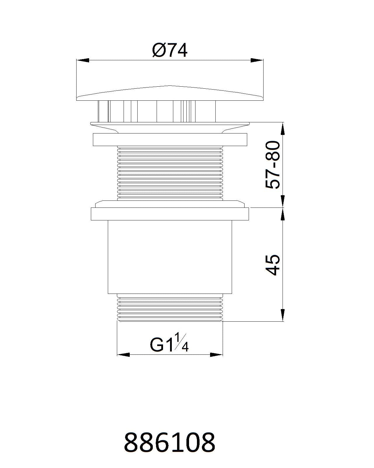 Design Ablaufventil mit Permanentablauf, rund, massiv Messing, edel verchromt glänzend poliert 6108 - Olotos-Obenlotos GmbH