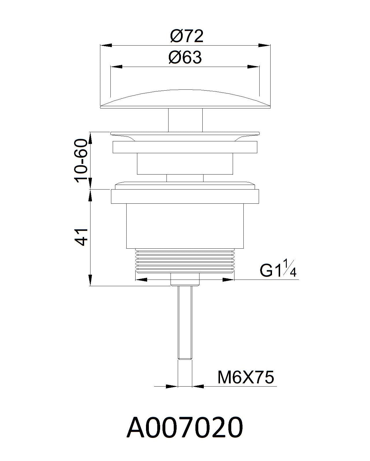 Design Ablaufventil Permanentablauf bzw Universalablauf 7020 massiv Messing verchromt - Olotos-Obenlotos GmbH