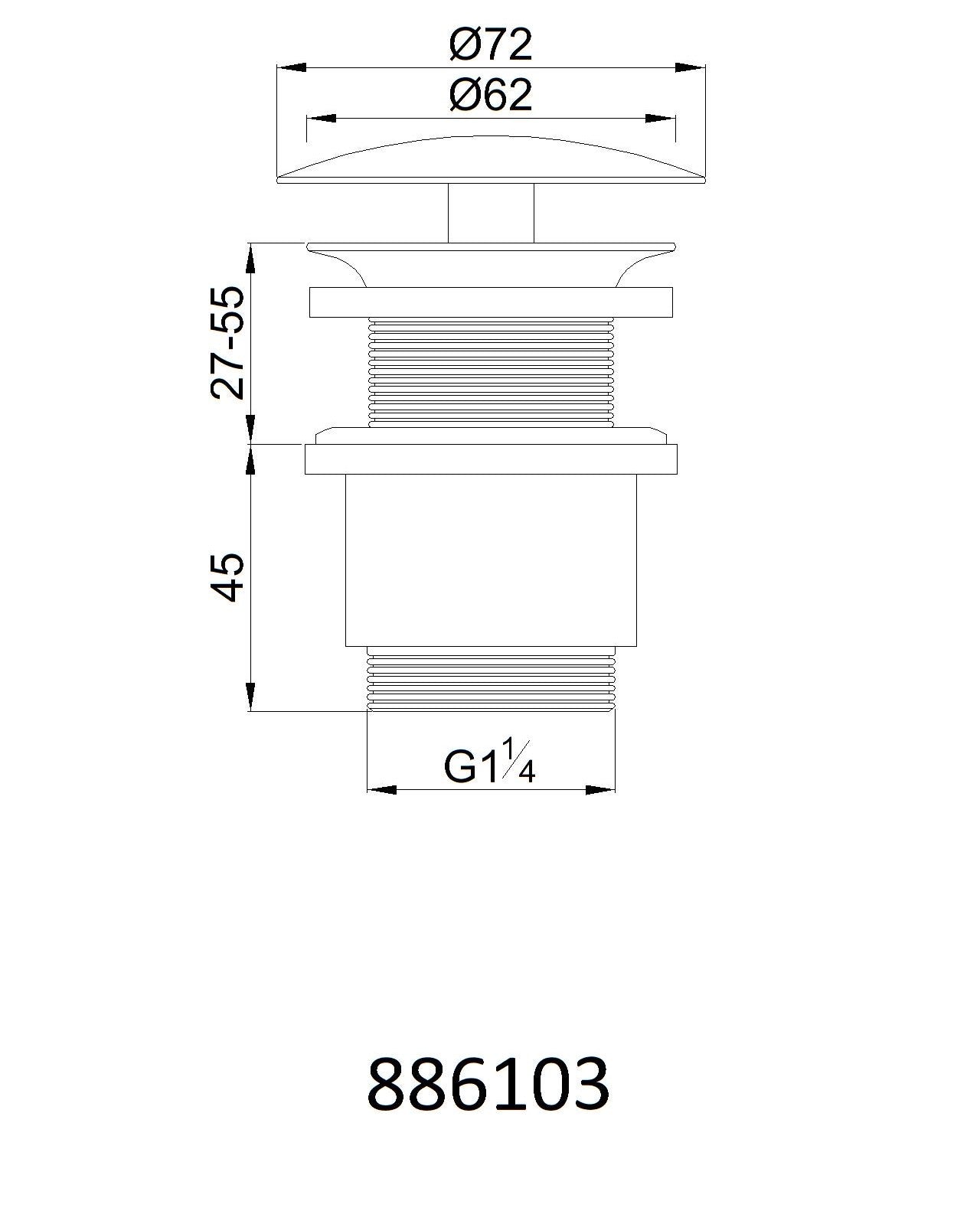 Design Ablaufventil Permanentablauf eckig ohne Überlauf Messing verchromt 6103 - Olotos-Obenlotos GmbH