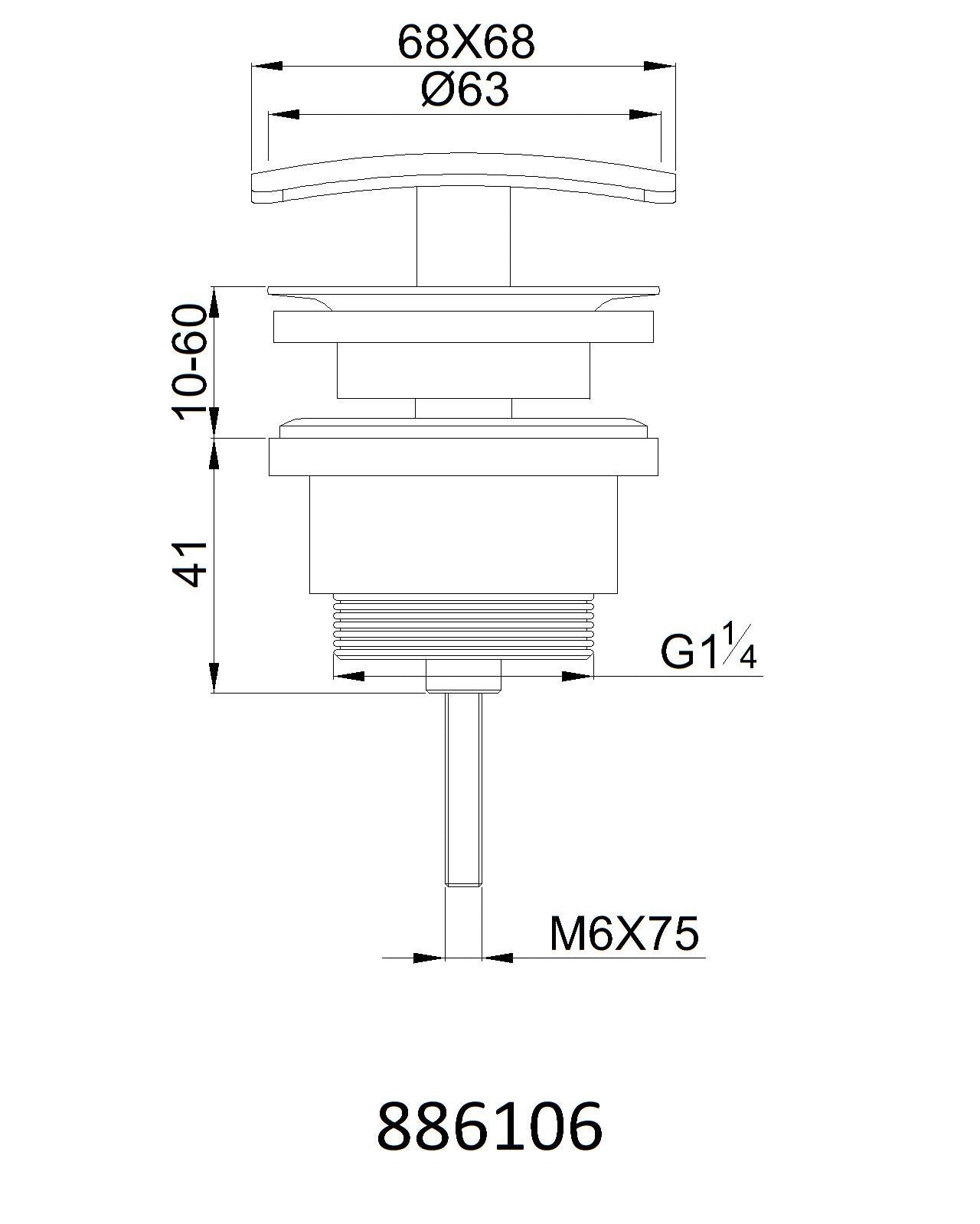 Design Ablaufventil Quattro Universal-Permanentablauf 6106, massiv Messing verchromt - Olotos-Obenlotos GmbH