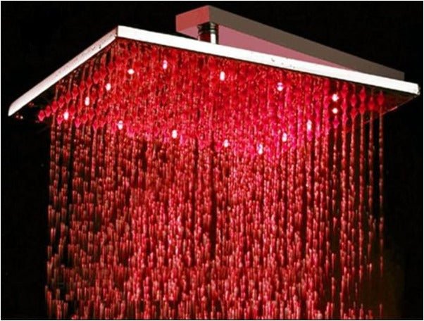 LED Brausedusche eckig 300 mm als Regendusche, 30 cm in Messing verchromt, eckige Duschbrause - Olotos-Obenlotos GmbH