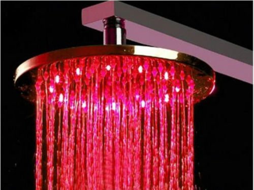 LED Brausedusche rund 400 mm Duschbrause Regendusche rund Messing verchromt - Olotos-Obenlotos GmbH