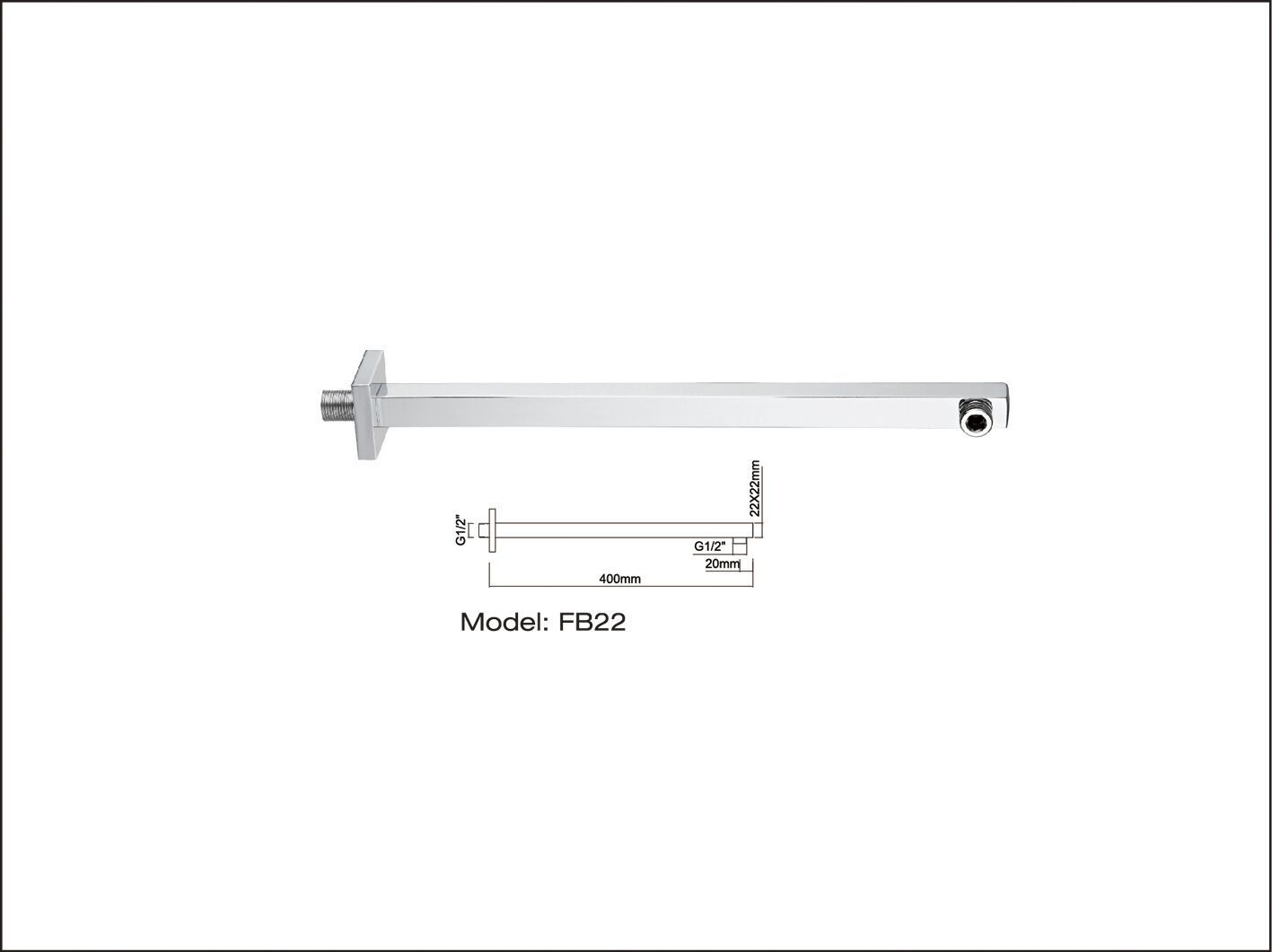 Wandarm für Duschkopf, eckig 400 mm Länge, Brausearm für Brausekopf Duschkopf Kopfbrause Regenbrause - Olotos-Obenlotos GmbH